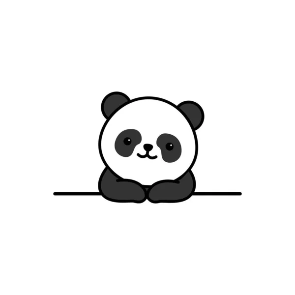 Panda Bonito Sobre Desenhos Animados Parede Ilustração Vetorial — Vetor de Stock