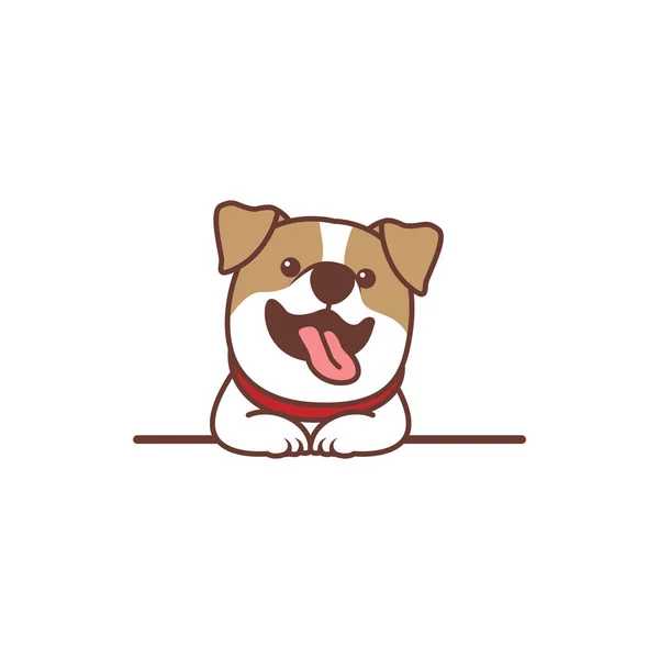 Lustiger Jack Russell Terrier Hund Lächelt Über Wandzeichentrick Vektorillustration — Stockvektor