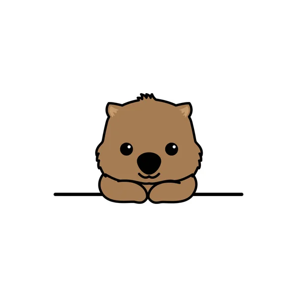 Lindo Wombat Sonriendo Sobre Pared Dibujos Animados Vector Ilustración — Vector de stock