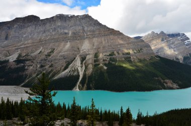 Bulutlu bir günde, Kanada'da Peyto Gölü