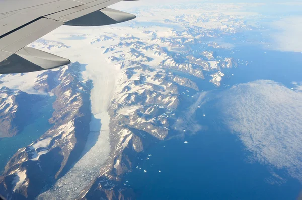 Coasta Est Groenlandei Aripa Unui Avion Aerian — Fotografie, imagine de stoc