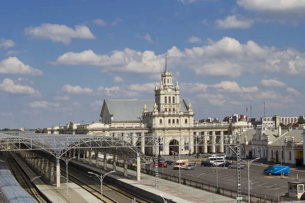 Brest Belarus August Railway Platform Old Railway Station Building August — Stock Photo, Image