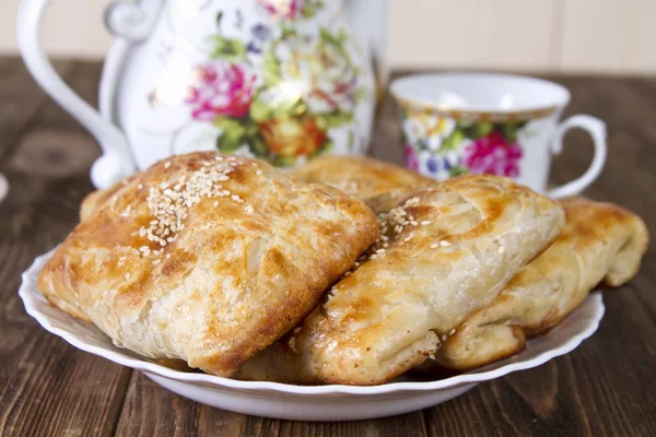 Produse Patiserie Samsa Puff Casă — Fotografie, imagine de stoc