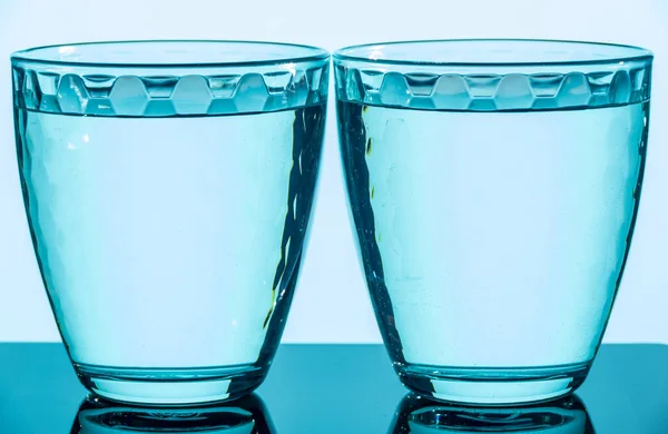 Two Blue Multi Faceted Glasses Different Background — Stock Photo, Image