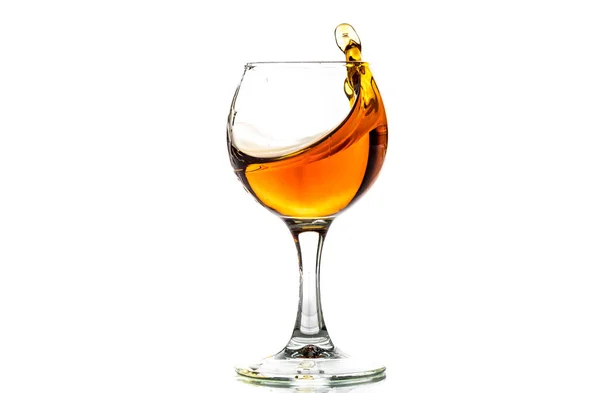 Verre Rond Avec Brandy Une Touche Boisson Intérieur — Photo