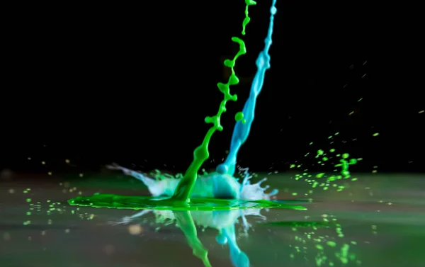Bursts Splashes Falling Paints Different Colors — Stock Photo, Image