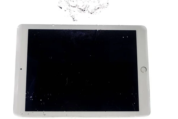 Modern Large Tablet Water Bad Day Photoshop — Stock Photo, Image