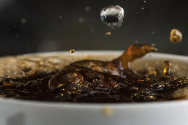 Brewing Boiling Water Instant Coffee Mug Close — Stock Photo, Image