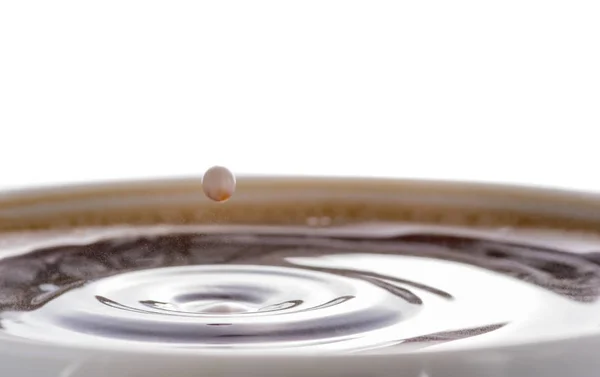 Café Con Crema Salpicadura Una Gota Leche Superficie Del Café —  Fotos de Stock