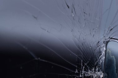 Kırık smartphone ekran, çatlak ve kırık cam altında çeşitli yılan