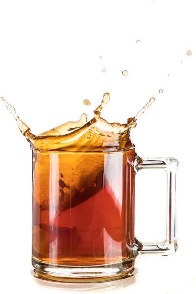 Making Tea Sugar Tea Bag Transparent Mug White Background Stock Image