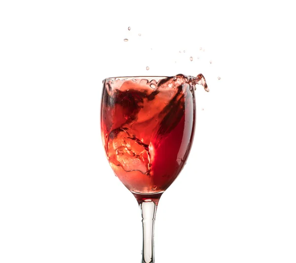 Ein Glas Rotwein Auf Weißem Oder Schwarzem Hintergrund Mit Spritzern — Stockfoto