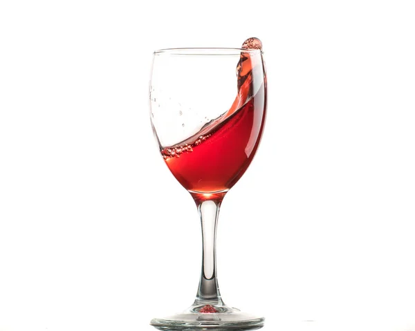 Verre Vin Rouge Sur Fond Blanc Noir Avec Éclaboussures — Photo
