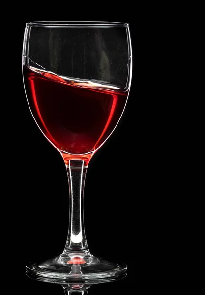 Wine Glass Red Wine Empty Black Background — 스톡 사진