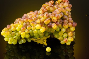 tatlı üzümler dalın üzerinde yansıması olan eğimli bir arkaplanda