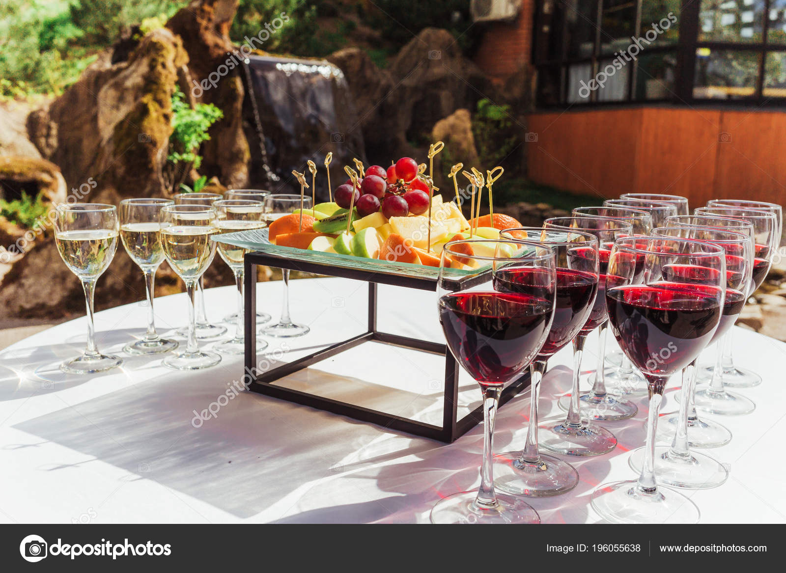 Cocktail Reception Wedding Ceremony Glasses Filled Red White Dry