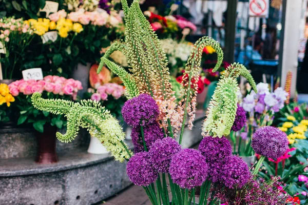 Creative flower arrangement on the marke