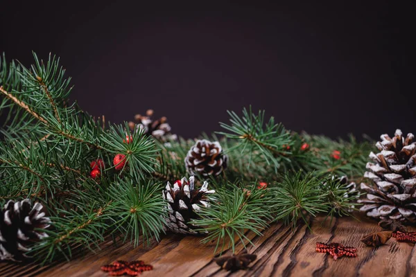 Christmas decoration on wooden background, Christmas card ,close-up.