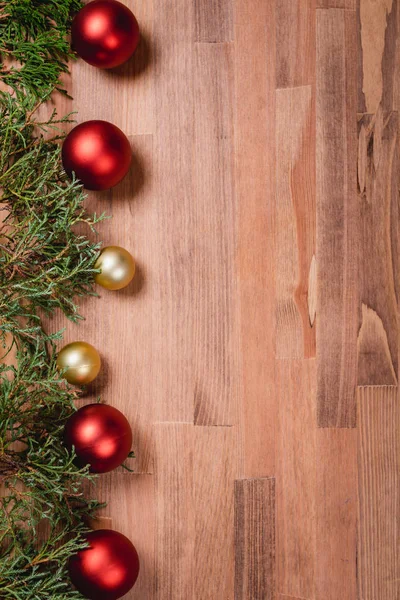 Christmas decoration on wooden background, Christmas card ,close-up. Top view