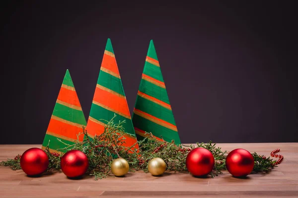 Christmas decoration on wooden background, Christmas card ,close-up.