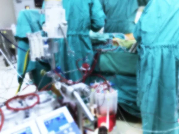 In cardio vascular and thoracic operating room, they are running cardiac surgery by heart lung machine. View from perfusionist. Blurred is made in this picture.