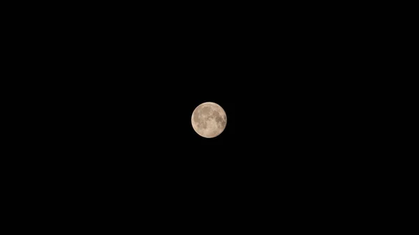 Lua grande em sua fase completa com crateras detalhadas visíveis em suas bordas, em um fundo preto . — Fotografia de Stock