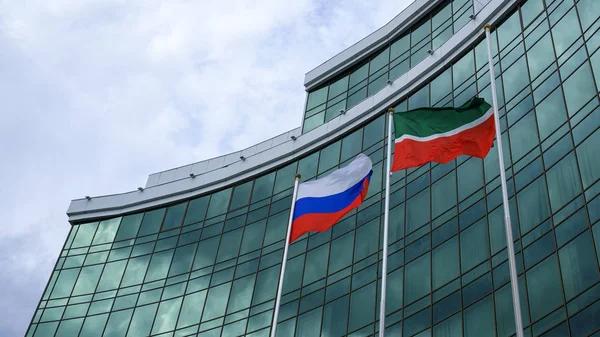 Banderas de Tartaristán y Rusia — Foto de Stock