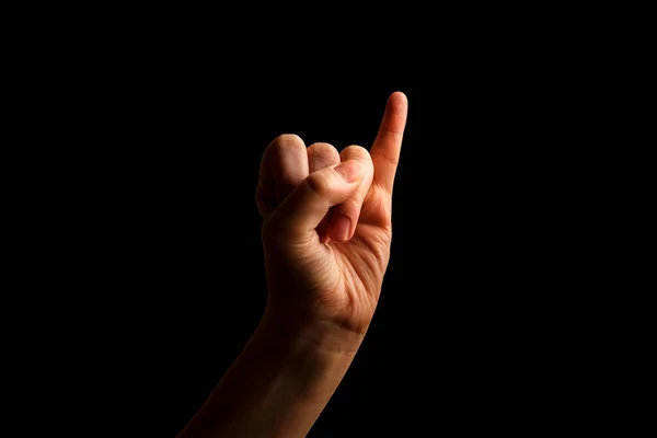 Hand Showing Sign Alphabet American Sign Language Asl Isolated Black — Stock Photo, Image