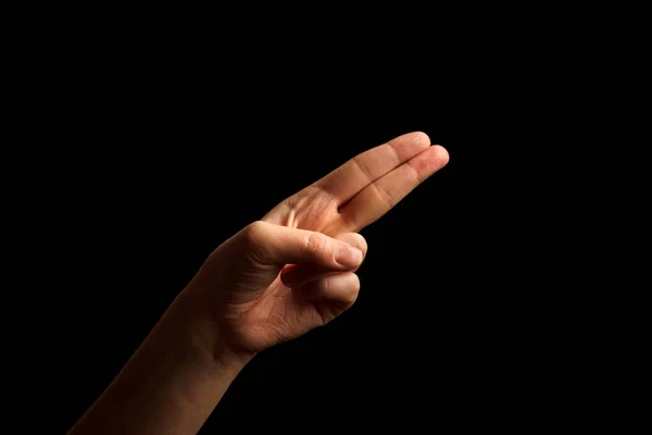 Amerikan Şaret Dili Şareti Alfabesi Asl Siyah Arkaplanda Izole Şaret — Stok fotoğraf