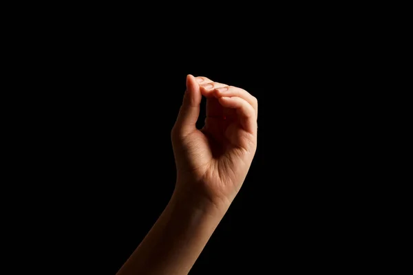 Amerikan Şaret Diliyle Alfabesinin Şareti Asl Siyah Arkaplanda Izole Şaret — Stok fotoğraf