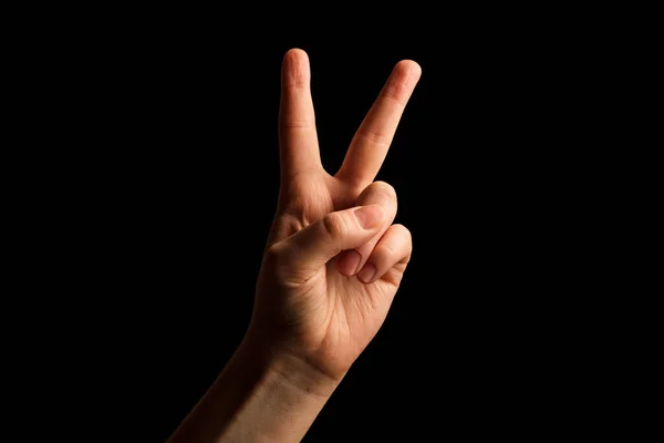 Hand Showing Sign Alphabet American Sign Language Asl Isolated Black — Stock Photo, Image