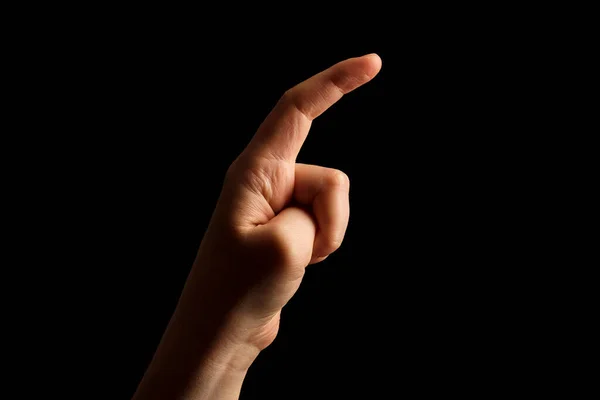 Amerikan Şaret Dili Nde Asl Alfabesinin Işareti Siyah Arkaplanda Izole — Stok fotoğraf