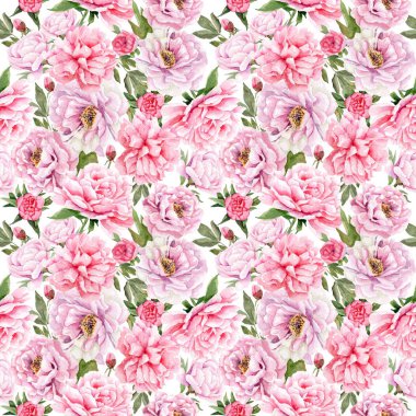 peonies suluboya çizimler. PS işlenmiş seamless modeli