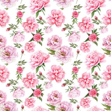 peonies suluboya çizimler. PS işlenmiş seamless modeli