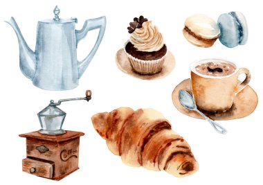 sulu boya çizim kahve seti