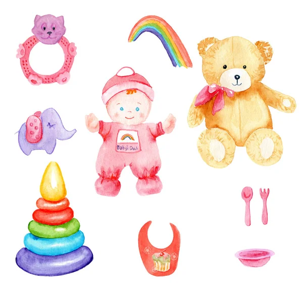 Aquarellzeichnungen für Kinder Set — Stockfoto