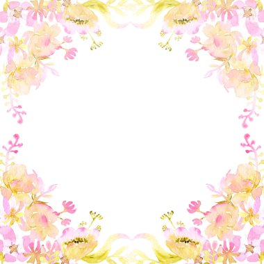 suluboya çizimler küçük çiçekler, çerçeve