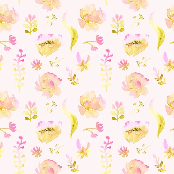 수채화 그림 작은 꽃, 완벽 한 패턴 — 스톡 사진