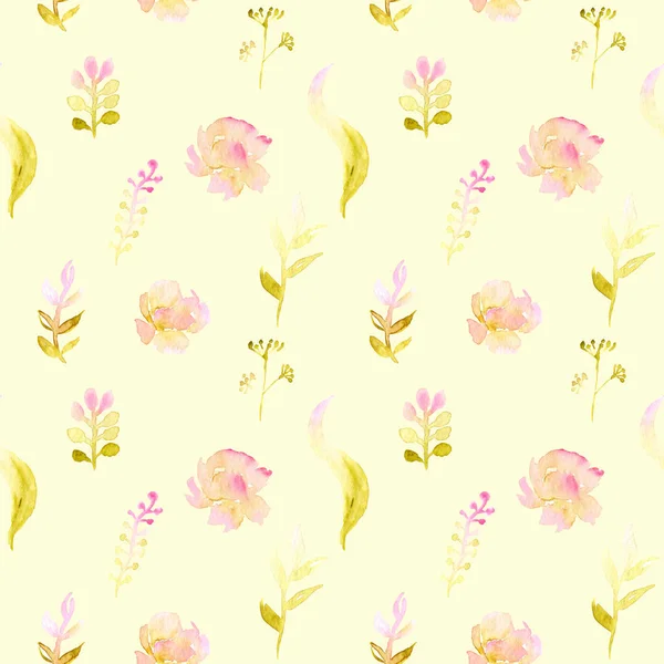 수채화 그림 작은 꽃, 완벽 한 패턴 — 스톡 사진