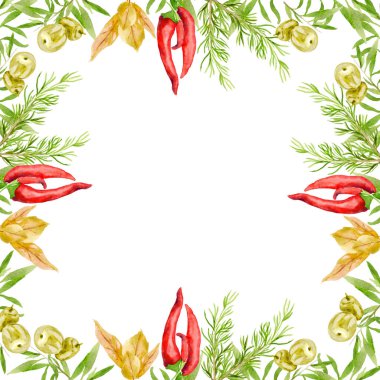 suluboya çizimler Gürcü mutfak. Çerçeve