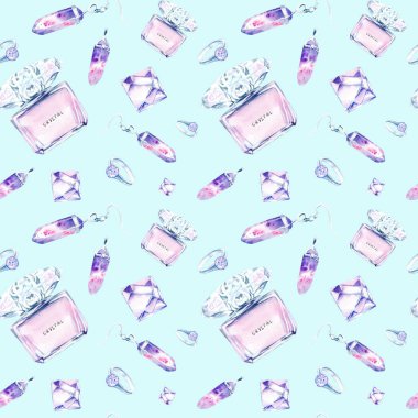 suluboya çizimler kristallerinin kristalleri, parfüm takı yapılır. seamless modeli
