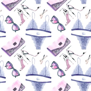 suluboya çizimler kadın şeylerden. Dikişsiz desen, kroki