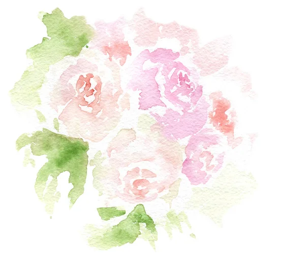 Dessins à l'aquarelle fleurs pour des vacances, croquis, carte postale — Photo