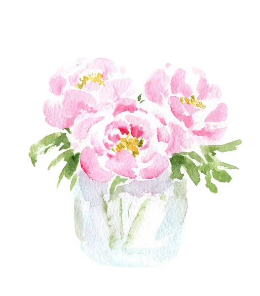 水彩画-节日用鲜花、素描、明信片 — 图库照片