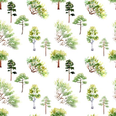 bitkiler ile orman teması üzerinde suluboya dikişsiz desenler