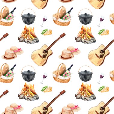 suluboya dikişsiz desen - ormanda yürüyüş, kamp