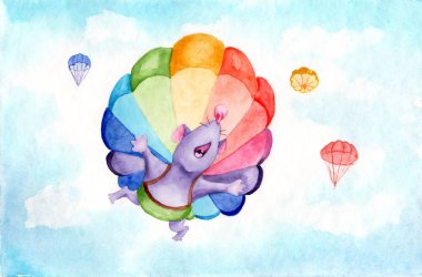 suluboya çizim - bir balon bir fare nin maceralarını