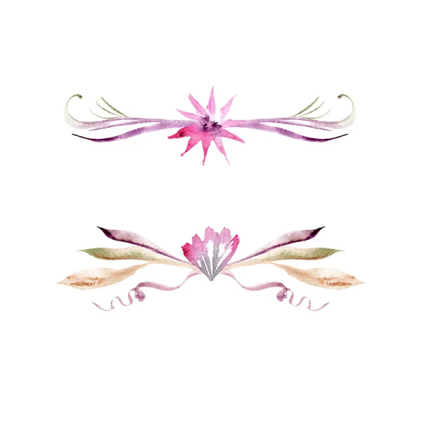Rysunki Akwarelowe Kompozycja Kwiatów Liści — Zdjęcie stockowe
