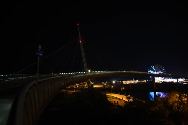 Nächtliche Brücke Ponte Del Mare Pescara Sommer — Stockfoto