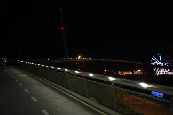Noční Most Ponte Del Mare Pescaře Létě — Stock fotografie